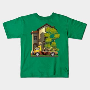 CS Cartoon Machines Van Truck Bicycles and House  V 1.1. Kids T-Shirt